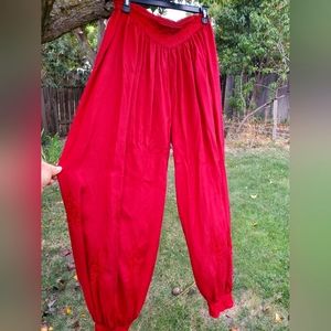 Red Embroidered Harem Pants